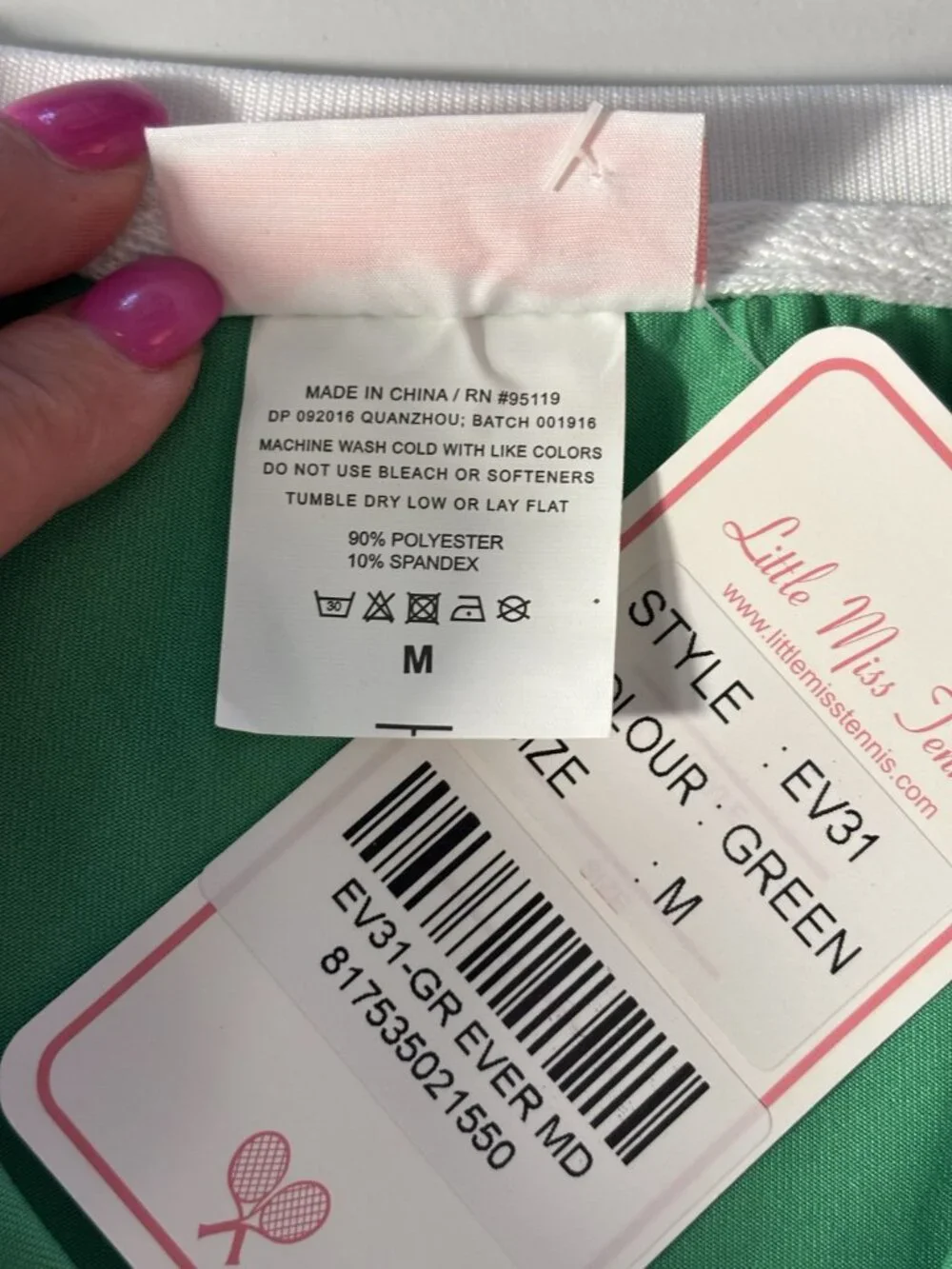 Green Polka Dot Ruffle Skort & Sleeveless Collared Top Tennis Set - Youth Medium - Picture 11 of 14